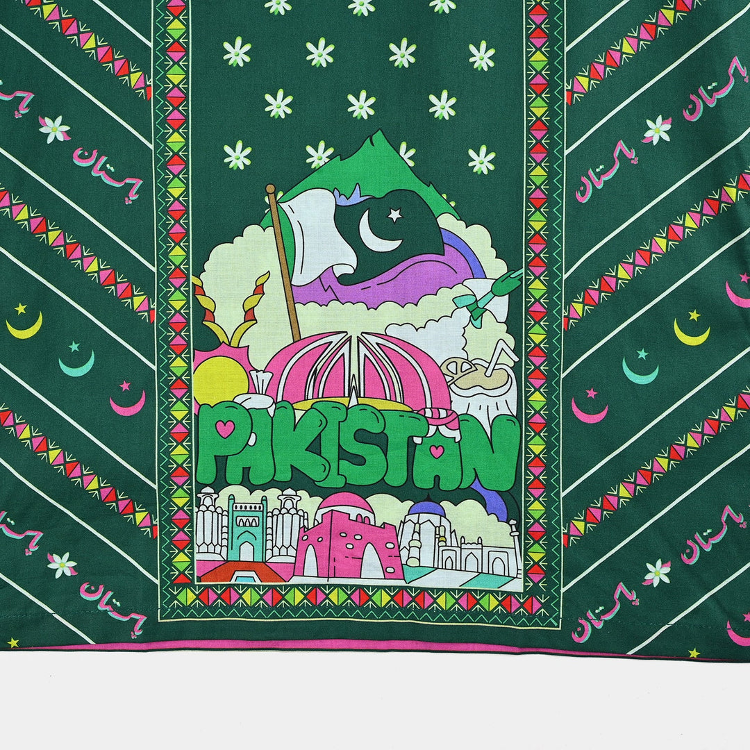 Girls Cotton Printed Kurti Stars And Jasmine Ind-GREEN