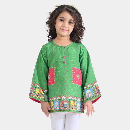 Girls Poly Net Casual Top Dill Dill Pakistan Ind-GREEN