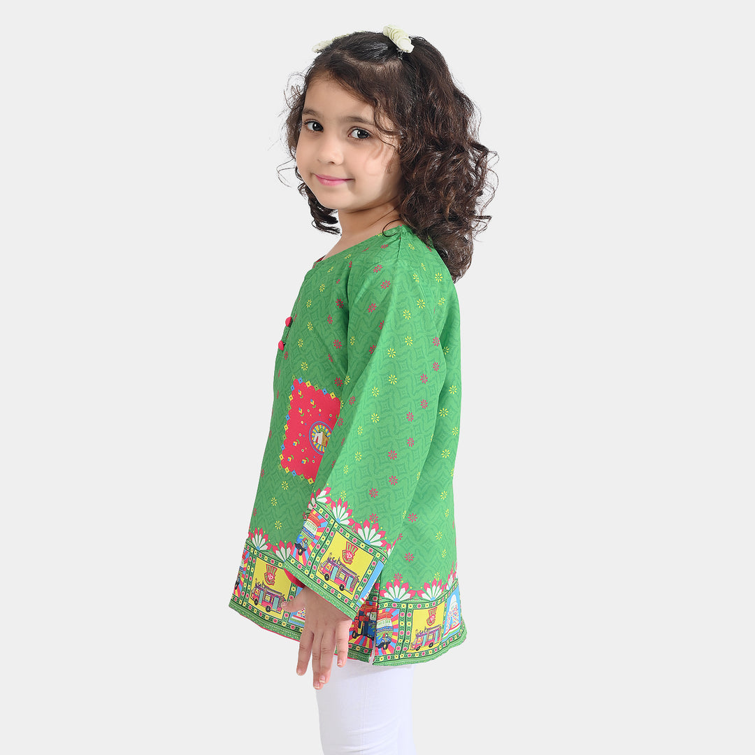 Girls Poly Net Casual Top Dill Dill Pakistan Ind-GREEN
