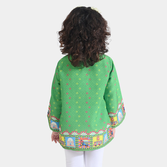Girls Poly Net Casual Top Dill Dill Pakistan Ind-GREEN