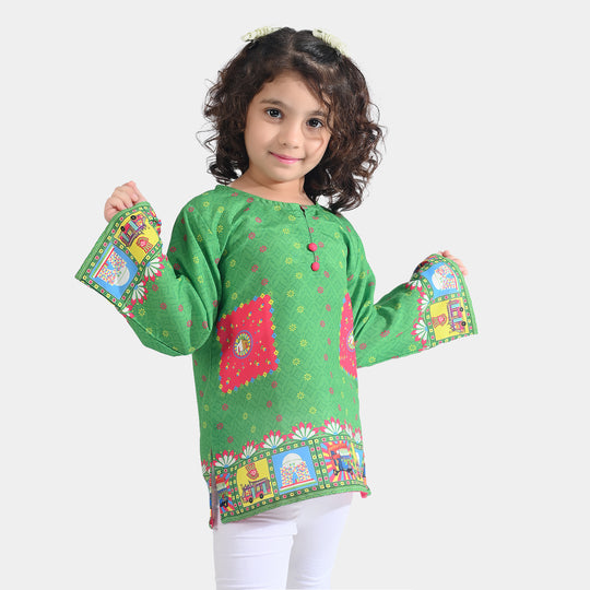 Girls Poly Net Casual Top Dill Dill Pakistan Ind-GREEN