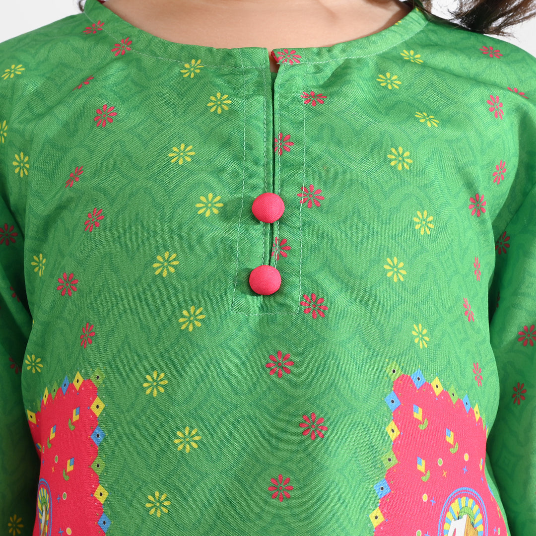 Girls Poly Net Casual Top Dill Dill Pakistan Ind-GREEN