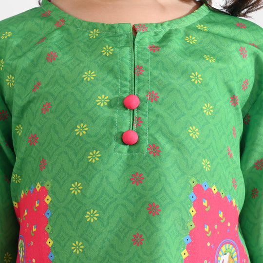 Girls Poly Net Casual Top Dill Dill Pakistan Ind-GREEN