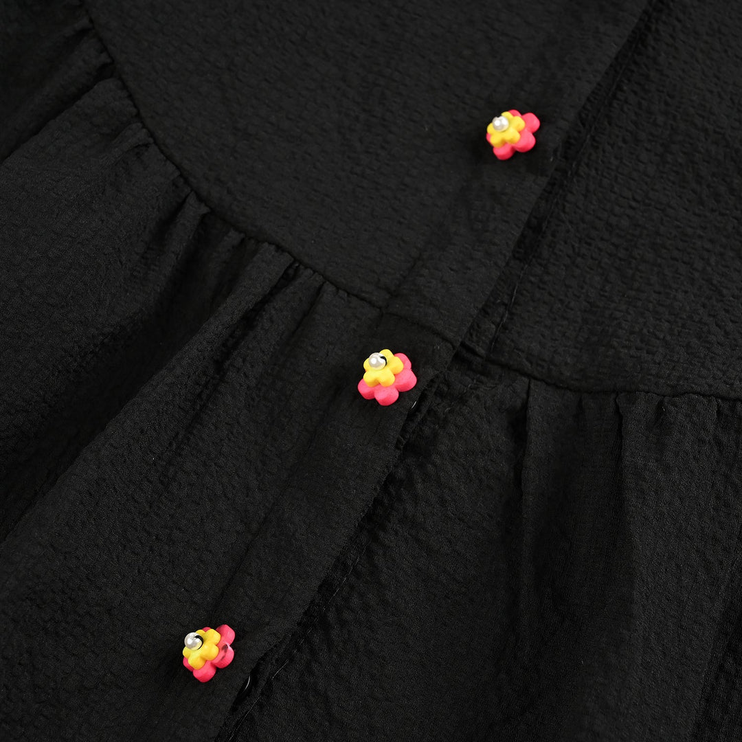 Girls Poly Mesh Casual Top Blended - BLACK