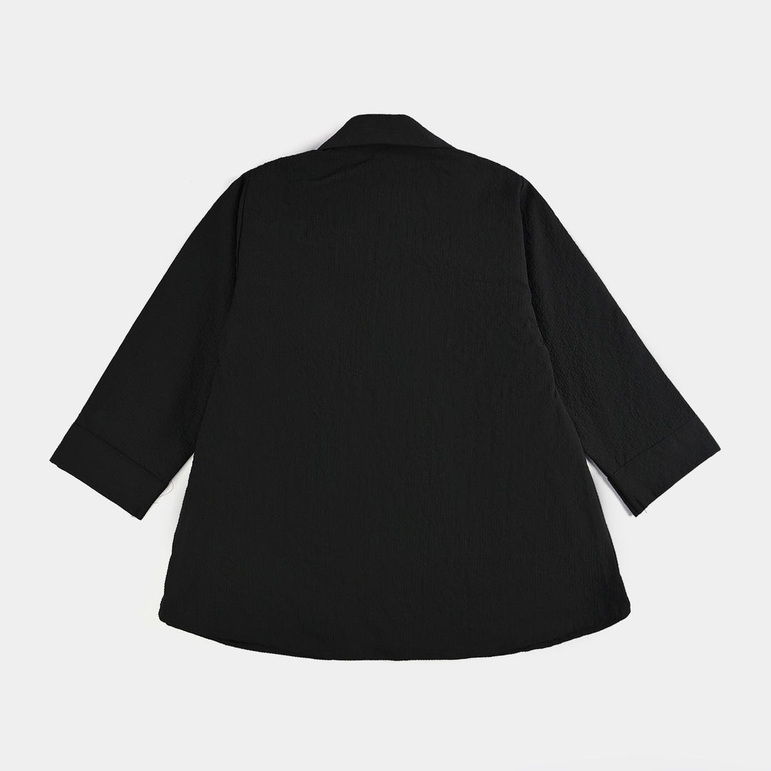 Girls Poly Mesh Casual Top Blended - BLACK