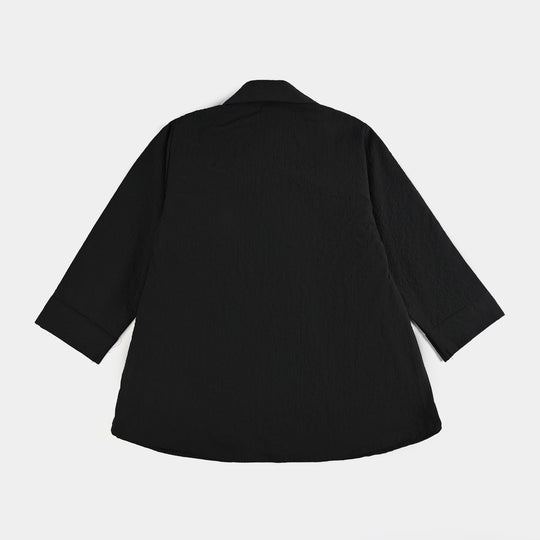 Girls Poly Mesh Casual Top Blended - BLACK