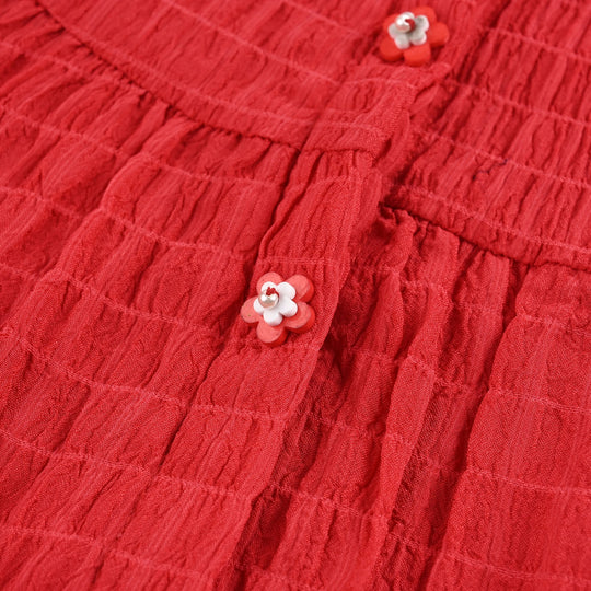 Girls Poly Mesh Casual Top Chilli - RED