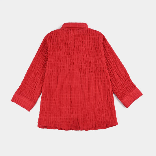 Girls Poly Mesh Casual Top Chilli - RED