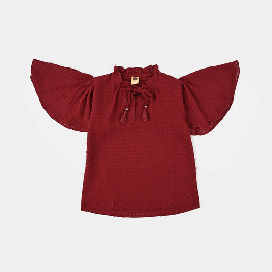 Girls Casual Top -MAROON Chiffon