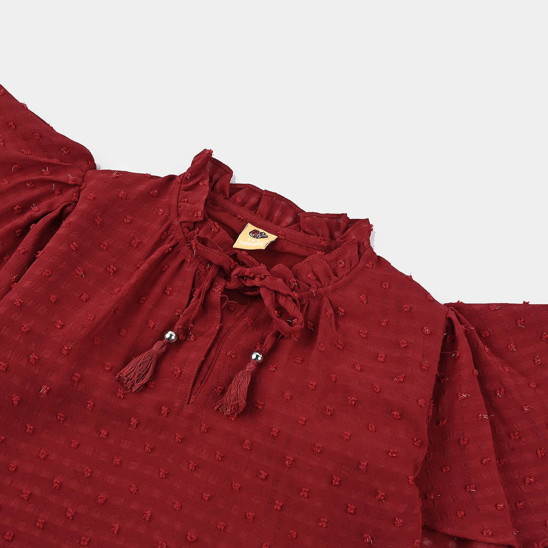 Girls Casual Top -MAROON Chiffon