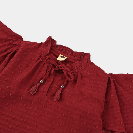 Girls Casual Top -MAROON Chiffon