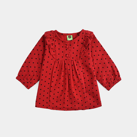 Infant Girls Cotton Casual Top Polka Dot - RED