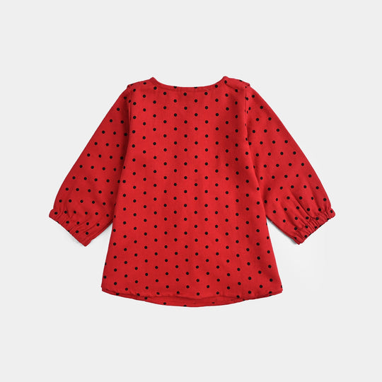 Infant Girls Cotton Casual Top Polka Dot - RED