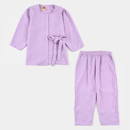 Girls Poly Crinkle Co-Ord Set Pansy - Lilac
