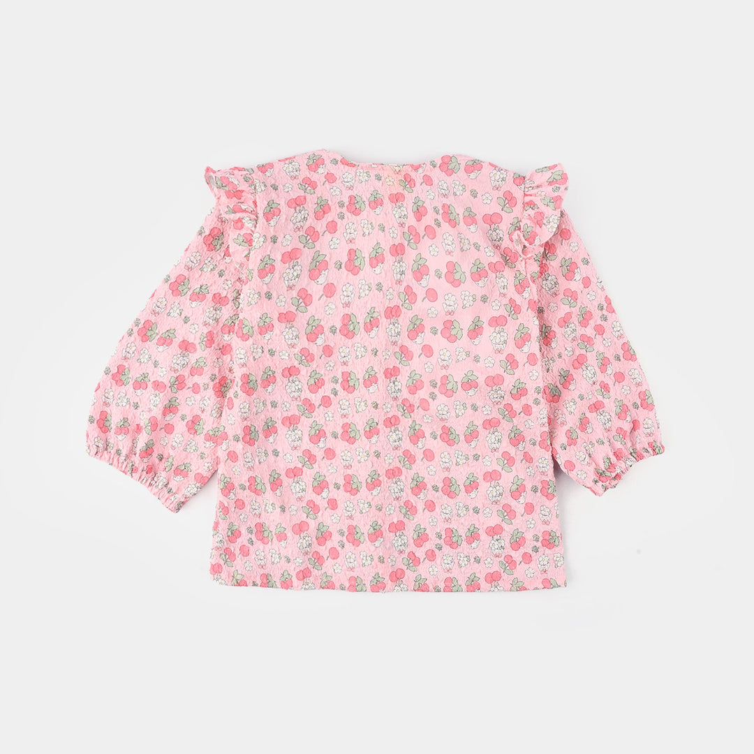 Girls Poly Crinkle Casual Top Cherry-Baby Pink