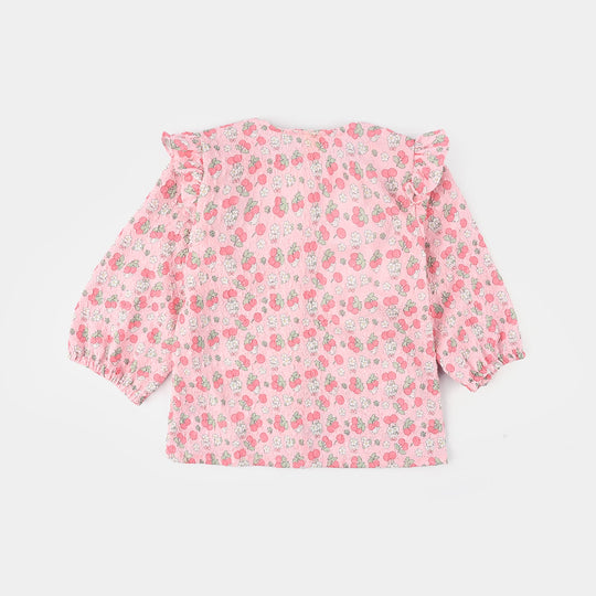 Girls Poly Crinkle Casual Top Cherry-Baby Pink