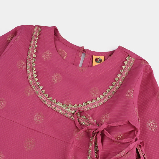 Girls Jacquard Fancy 3Pcs Heer-Magenta