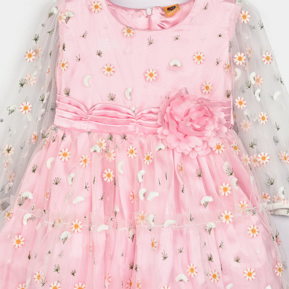 Girls Fancy Frock-Pretty-Lt Pink