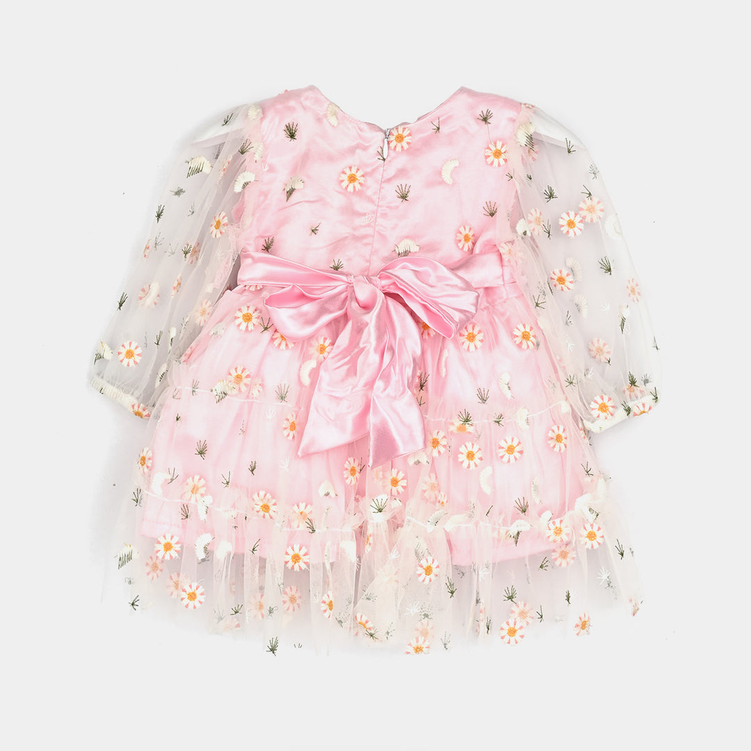 Infant Girls Fancy Frock-Pretty-Lt Pink