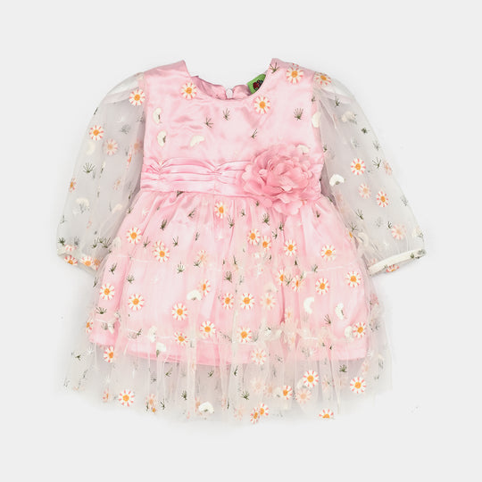 Infant Girls Fancy Frock-Pretty-Lt Pink