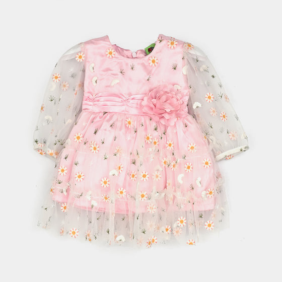 Infant Girls Fancy Frock-Pretty-Lt Pink