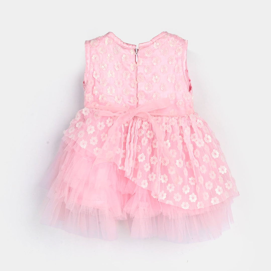 Infant Girls Sequence Fancy Frock-Wonder - Lt Pink