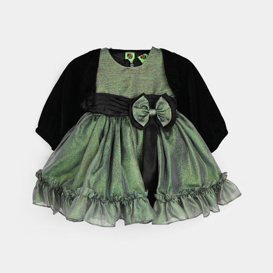 Infant Girls Organza Fancy Frock-Shine - Green