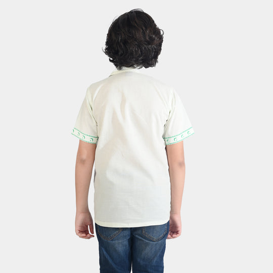 Boys Cotton Poplin Shirt H/S (Pak Meri Jan)-WHITE