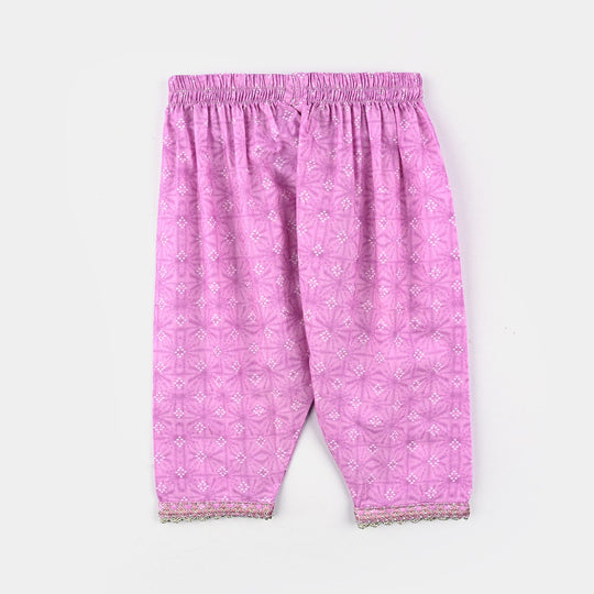 Infant Girls Cotton Poplin Emb & Printed 2Pcs Chunri - Purple