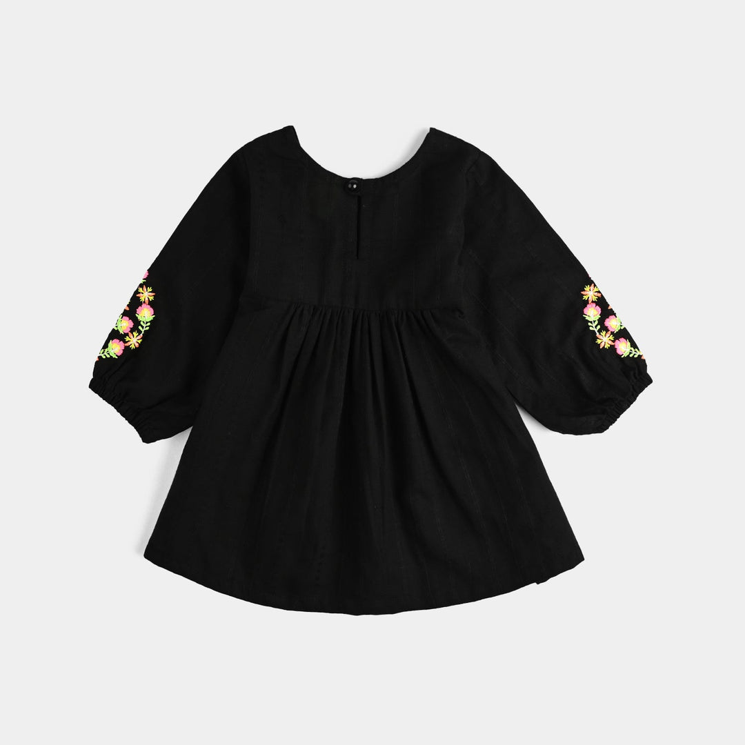 Infant Girls Cotton Emb 2Pcs Splash-BLACK