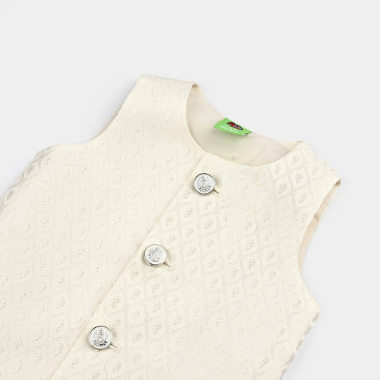 Infant Boys Poly Viscos Waist coat (Blended) - Off White