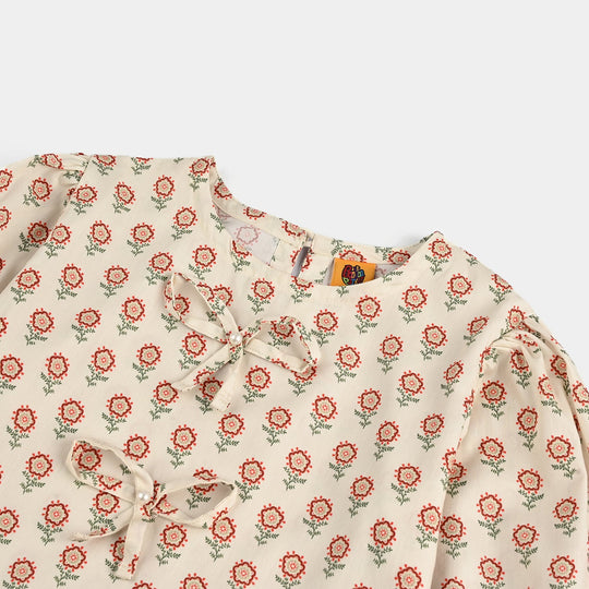 Girls Cotton Poplin Co-Ord Set Airry-Off.White