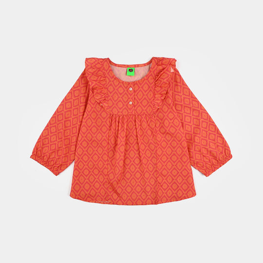 Infant Girls Poly Viscose Casual Top Tangy-ORANGE