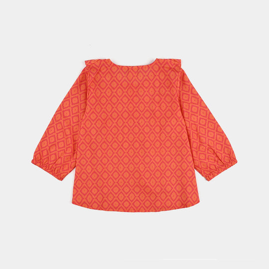 Infant Girls Poly Viscose Casual Top Tangy-ORANGE