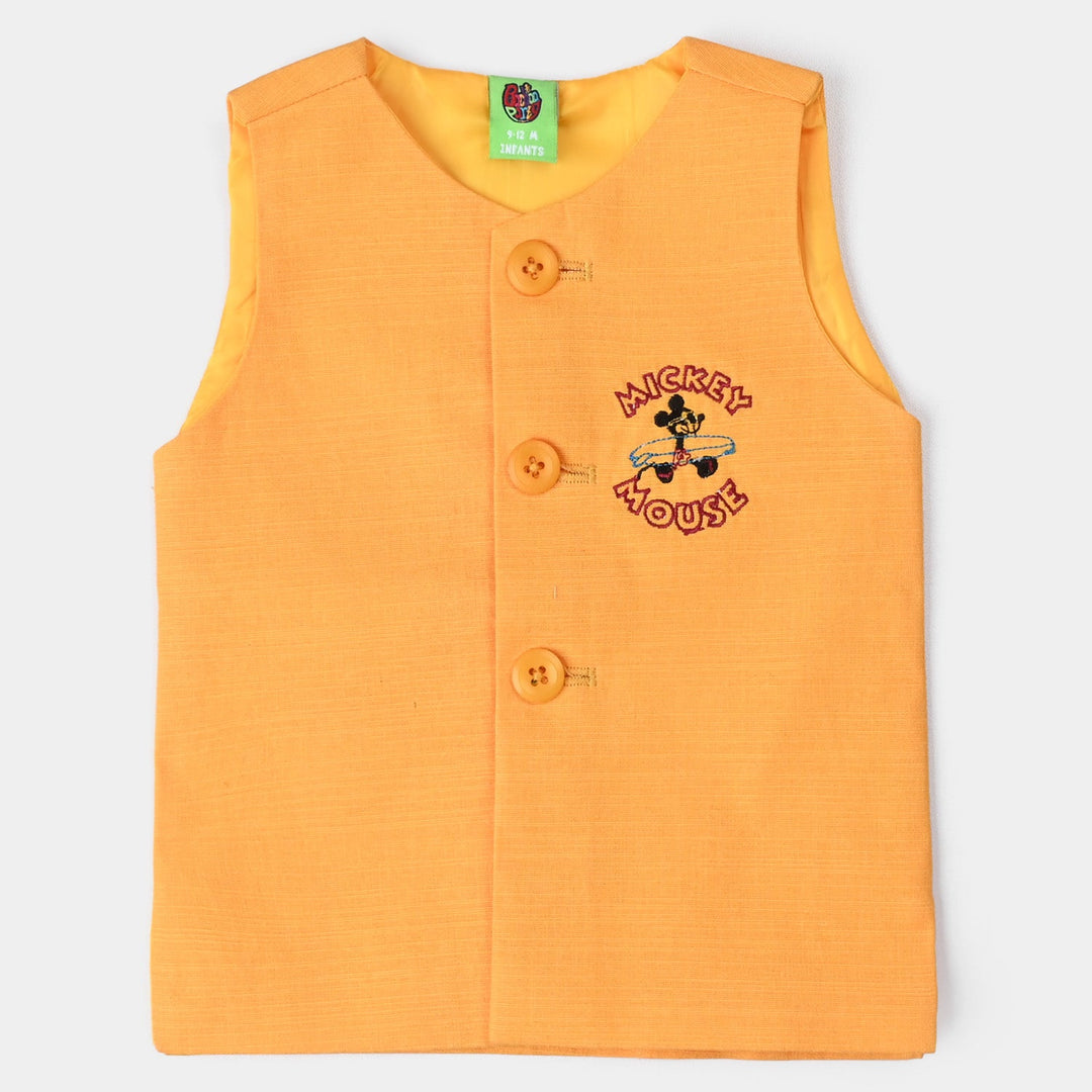 Infant Boys Cotton Slub 3 Piece Suit -Reddish